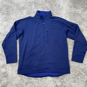 Vintage Patagonia R1 Pullover Sweater Mens Large Blue Polartec Fleece Grid USA